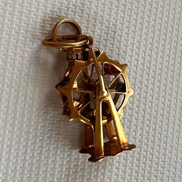 Vintage antique 1970s austrian Gold Ferris Wheel Charm Pendant movable 14K - Picture 3 of 7